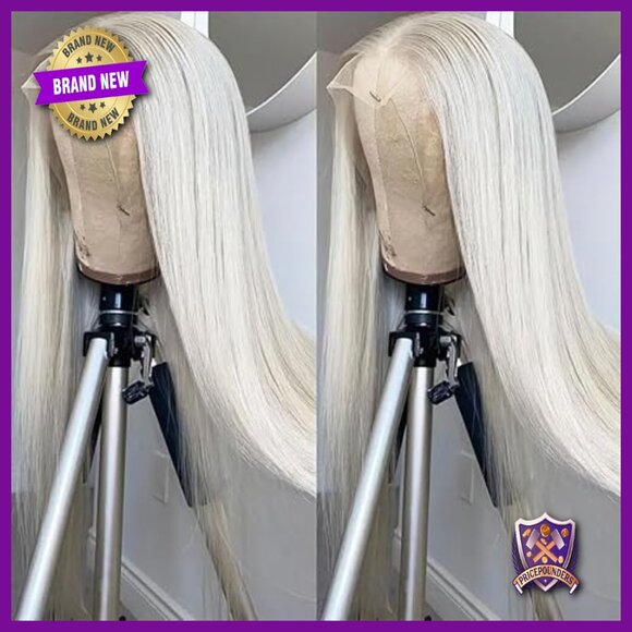 13x6 Platinum White Synthetic Lace Front Wig Glueless Pre Plucked Heat Resistant
